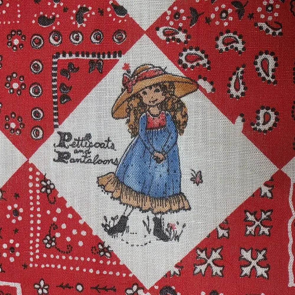Vintage Holly Hobbie Fabric Panel Roth Greeting Cards Quilt Fabric 44.5x72